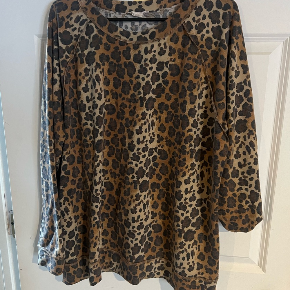 Caslon Tan and Cream Boxy Blouse Relaxed Fit